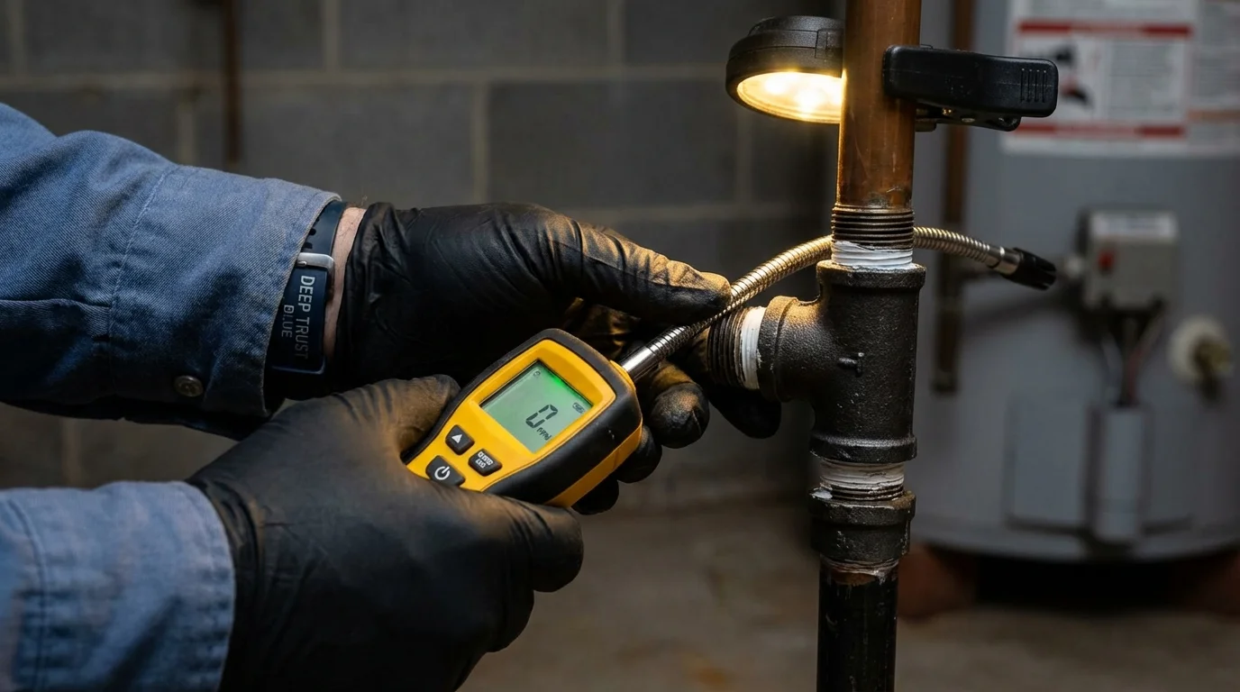 Gas leak detection with electronic sniffer by Johns Plumbing LLC in Bridgeport